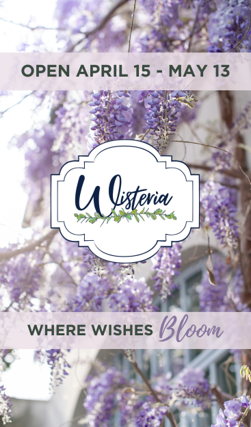 Open April 15 - May 13 - Wisteria - Where Wishes Bloom